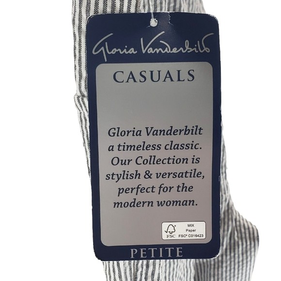 Gloria Vanderbilt Casuals Bermuda Shorts Sz PS Stripes Marjorie Drawstring Waist - Picture 5 of 8